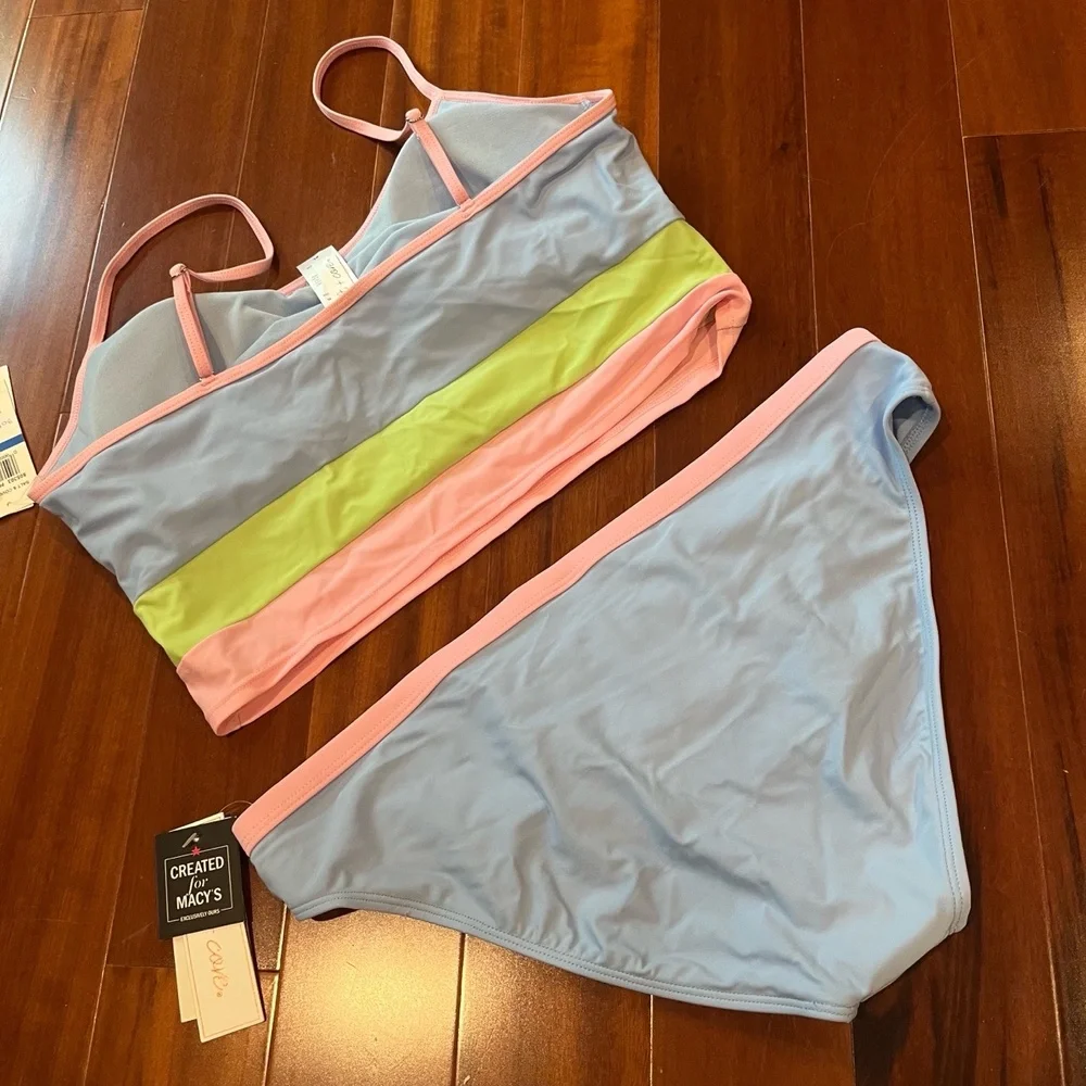 New NWT Salt Cove Periwinkle Blue Bikini Set WTo Piece Swim Colorblock Size XL‎